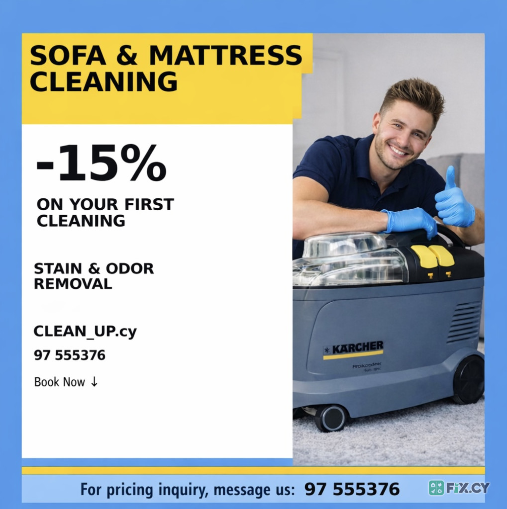 Sofa, mattress and chair cleaning in Larnaca
