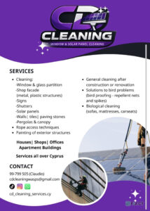 CD CLEANING – WINDOWS and SOLAR PANEL CLEANING in Nicosia